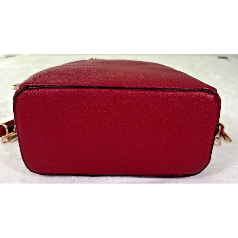 EC Ella Charles Pebbled Leather Backpack Burgundy/Red‎ NWT Pockets Lined